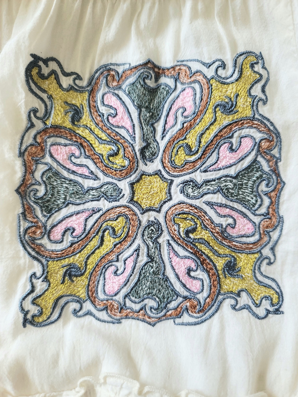 Johnny Was Biya Embroidered Cotton Midi Skirt M - Picture 6 of 11